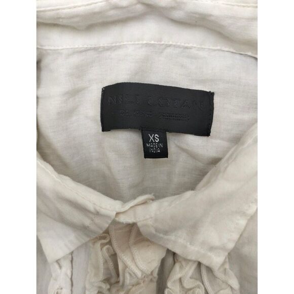 Nili Lotan Nathael Shirt Tunic Top Buttondown Ruffle Cotton Ivory XS NEW 283654 - Picture 11 of 11